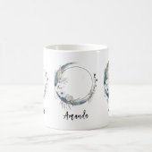 Mug Lune de croissant bleu avec fleurs blanches (Centre)