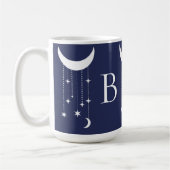 Mug Lune et étoiles violet nuit perles de ciel monogra (Gauche)