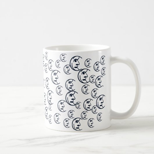 Mug Lune, Étoiles, ciel bleu marine blanc motif (Droite)