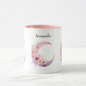 Mug Lune rose Croissant avec de jolies fleurs (Centre)