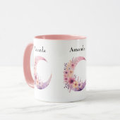 Mug Lune rose Croissant avec de jolies fleurs (Devant gauche)