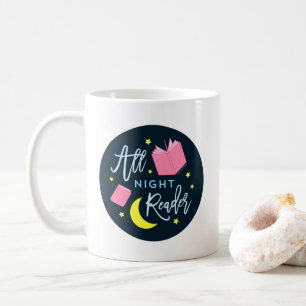 Mug Lune Stars et livres roses Tous Lecteur de Nuit
