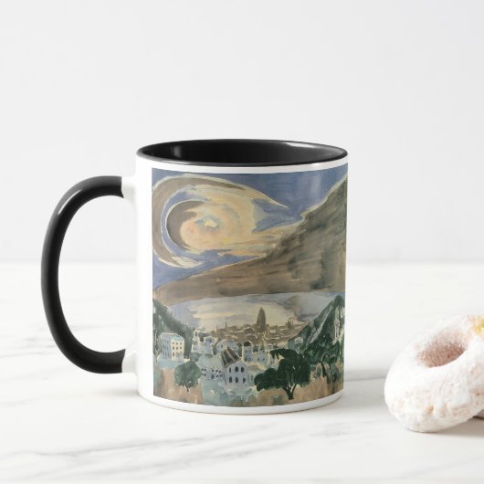 Mug Lune sur Barcelone par Walter Gramatte (Avec donut)
