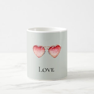 Mug Lunettes de cœur de fraise rouge menthe