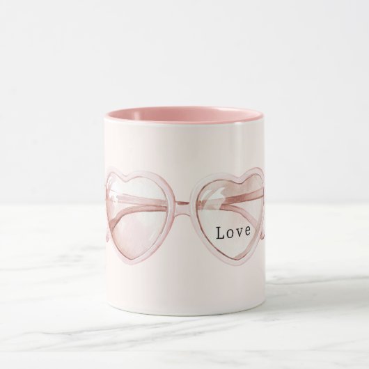 Mug Lunettes de cœur rose Amour (Centre)