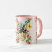 Mug Lunettes de soleil Fleurs d'ananas tropical (Devant droit)