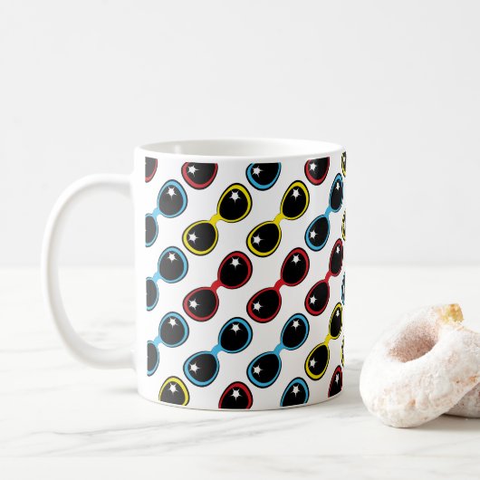 Mug Lunettes de soleil rétro Couleurs primaires Motif (Avec donut)