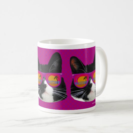 Mug Lunettes de soleil Rocking Tuxedo Chat amusant Art (Devant droit)