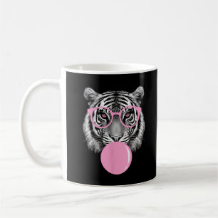 Mug Lunettes de Tigre et Bubble Gum Rose pour Femmes D