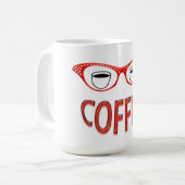 Mug Lunettes rouges Café souriant (Devant gauche)