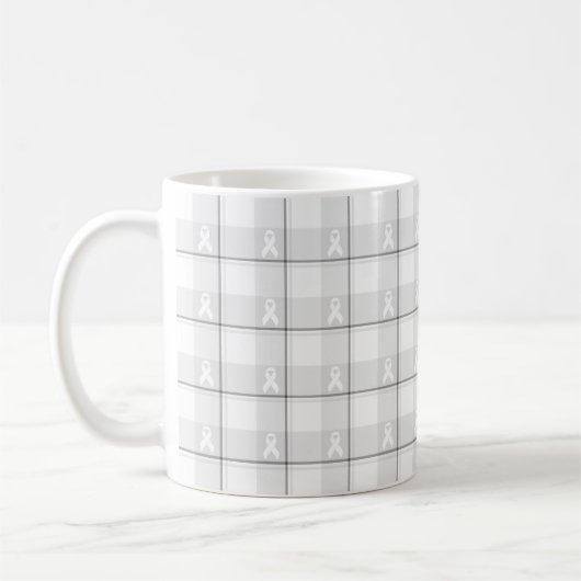 Mug Lung Cancer Awareness Plaid, White Ribbon (Gauche)