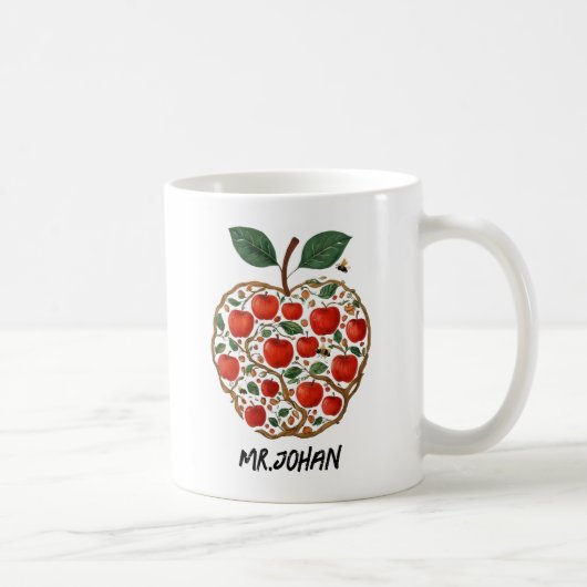 Mug Lustration Whimsical Apple Tree avec abeilles et v (Droite)