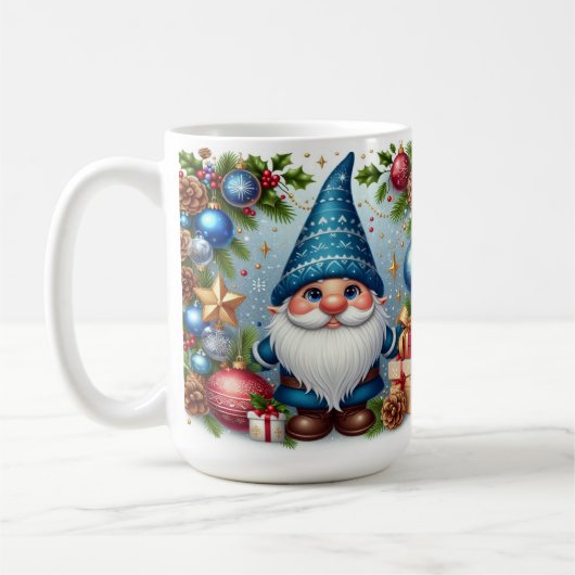 Mug Lutin de Noël avec décorations de fêtes joyeuses (Gauche)
