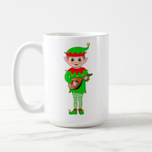Mug Lutin de Noël musical et monogramme (Gauche)