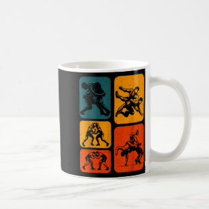 Mug Lutte Silhouette Rétro Vintage Lutteur Hommes Wo