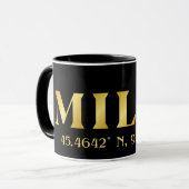 Mug Lux Gold Milan Latitude & Longitude Noir (Devant gauche)