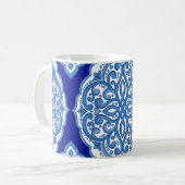 Mug Luxe blanc-bleu, ornement turc. (Devant gauche)