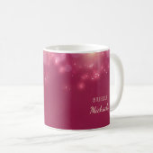 Mug Luxe Bokeh Glamor Rose Foncé Avec Nom (Devant droit)