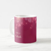 Mug Luxe Bokeh Glamor Rose Foncé Avec Nom (Devant gauche)