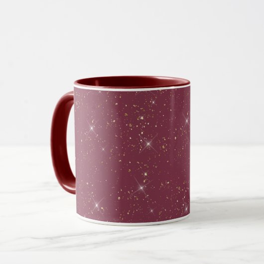 Mug Luxe bordeaux brillant parties scintillant d'or co (Devant gauche)