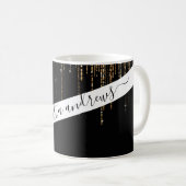 Mug Luxe Chic Black Gold Fringe Parties scintillant ét (Devant droit)