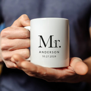 Mug Luxe Elegance   Noir et blanc M. Mariage Date