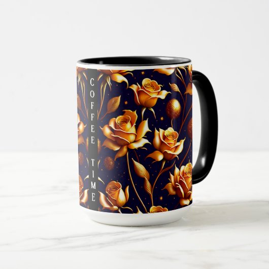 Mug Luxe Gold Boho Rose Collection moderne (Devant droit)