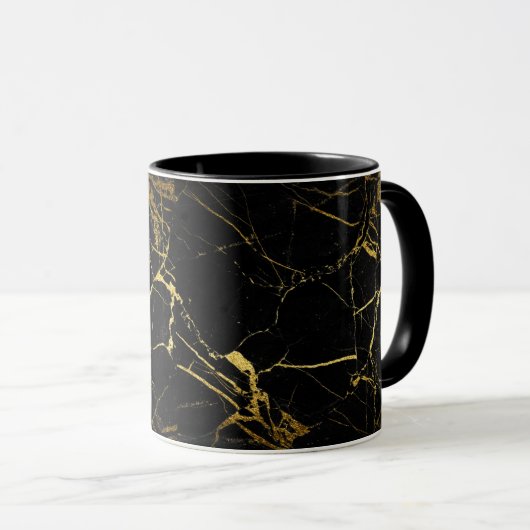 Mug Luxe Marbre noir et or Texture (Devant droit)