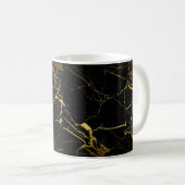 Mug Luxe Marbre noir et or Texture (Devant droit)