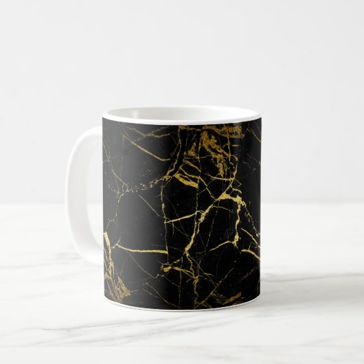 Mug Luxe Marbre noir et or Texture (Devant gauche)