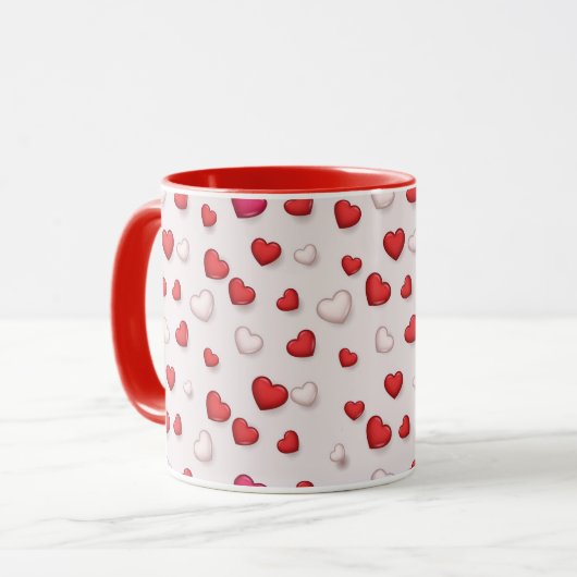 Mug Luxe Moderne Élégant Amour Rouge Coeur (Devant gauche)