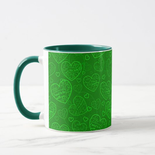 Mug Luxe Moderne Élégant Amour Vert Coeur (Gauche)