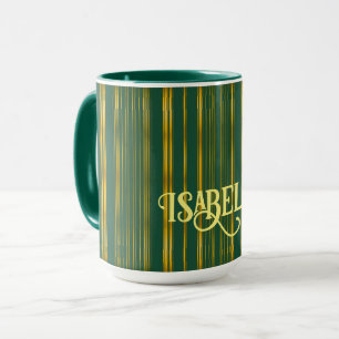 Mug Luxe Moderne Green Gold Linen Texture Collection