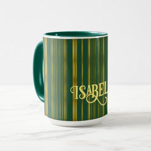 Mug Luxe Moderne Green Gold Linen Texture Collection (Devant gauche)