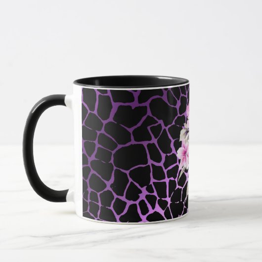 Mug Luxe moderne violet Rose noir Tigar (Gauche)