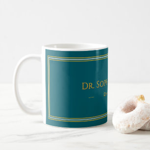 Mug Luxe Or Nom Personnalisé Doré Sarcelle Profond