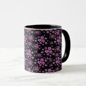 Mug Luxe Populaire Noir violet Floral (Devant droit)