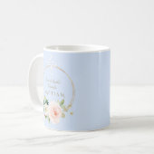 Mug Luxe rose Blush Floral Blanc Croix Baptême garçon (Devant gauche)