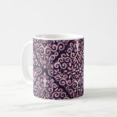 Mug Luxe violet et tan damassé sans couture motif (Devant gauche)