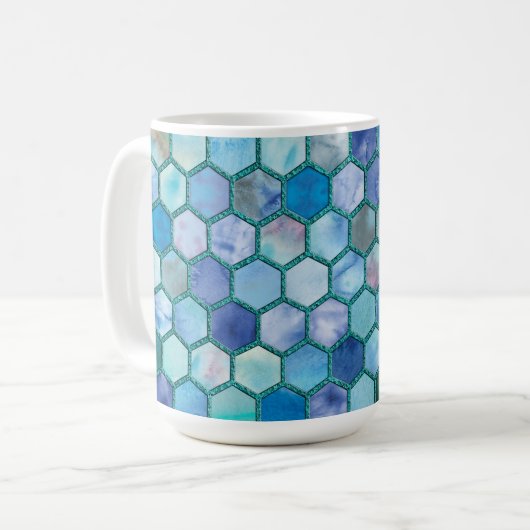 Mug Luxueux Aqua bleu miellerie motif (Devant gauche)