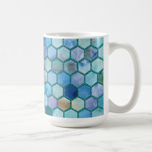 Mug Luxueux Aqua bleu miellerie motif (Droite)