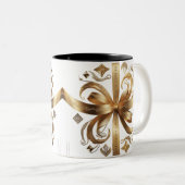 Mug Luxueux Deux Tons Design Royal Phénix Doré (Devant droit)