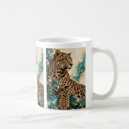 Mug Luxueux Léopard Sarcelle et Or (Droite)