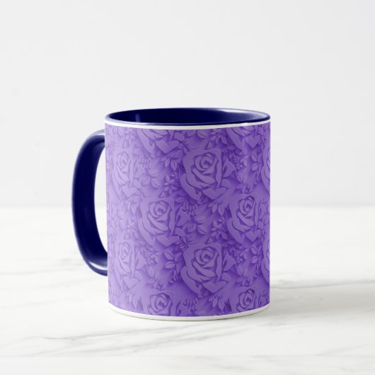 Mug Luxueux violet Rose populaire Floral (Devant gauche)
