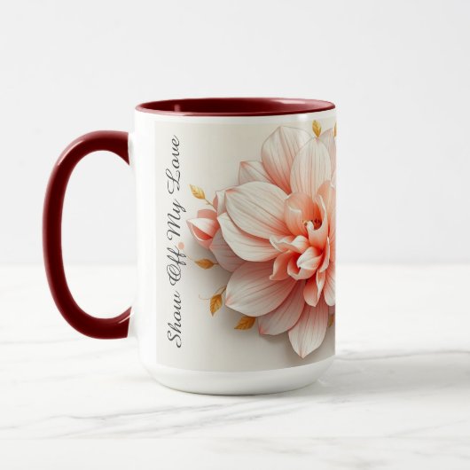 Mug Luxury Coquette Rococo Floral Heart Pink (Gauche)