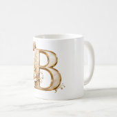 Mug Luxury Gold Letter B Monogram with Crown & Lily Fl (Devant droit)