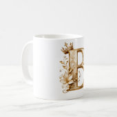 Mug Luxury Gold Letter B Monogram with Crown & Lily Fl (Devant gauche)