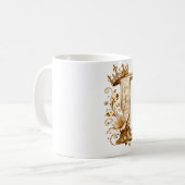 Mug Luxury Gold Letter D Monogram with Crown & Lily Fl (Devant gauche)