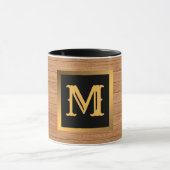 Mug Luxury Gold Wood Moderne Monogramme (Centre)