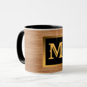 Mug Luxury Gold Wood Moderne Monogramme (Devant gauche)